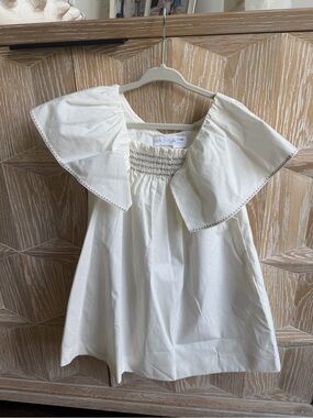 Zara Cream Ruffle Collar Dress-Top — 4T